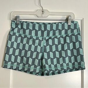 IAMBecoming 3 inch no ride shorts. Blue/Green Geometric Print Size L